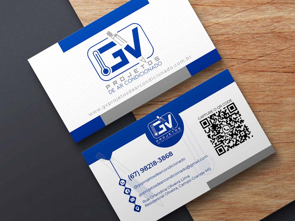 Criação de arte para cartão de visita para empresa de projetos de ar condicionado