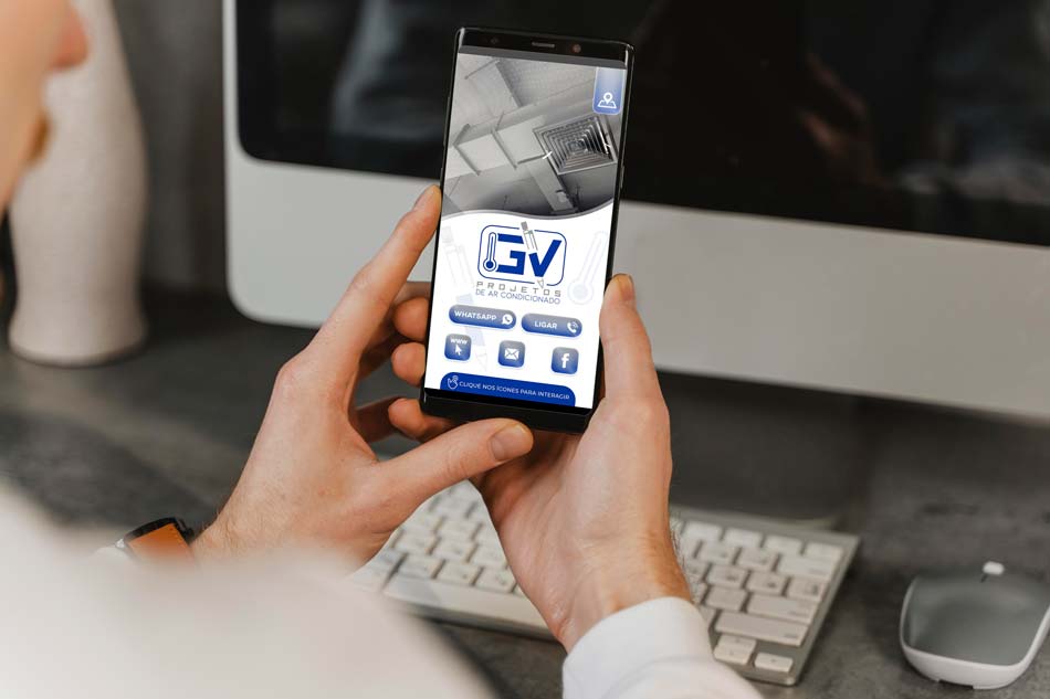 Criação de cartão digital para empresa de projetos de ar condicionado