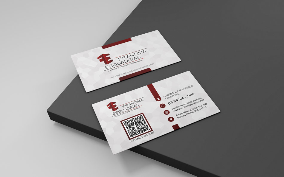 Criação de arte para cartão de visita para empresa de esquadrias e portões