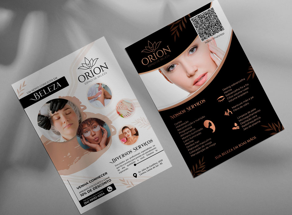 Criação de panfleto para empresa de estética e beleza