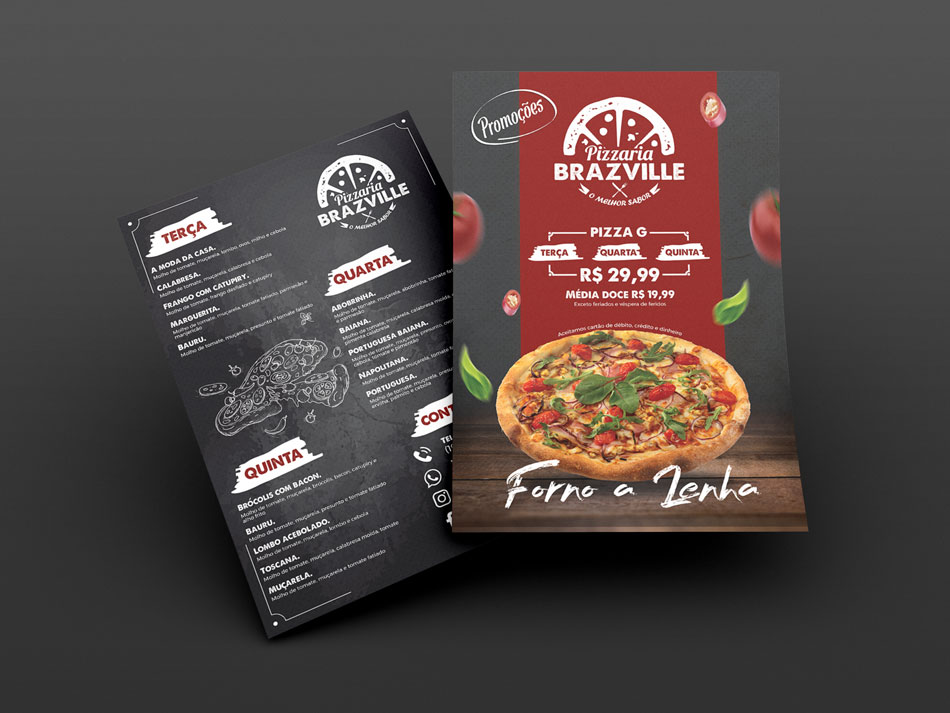 Criação de cardápio moderno para pizzaria