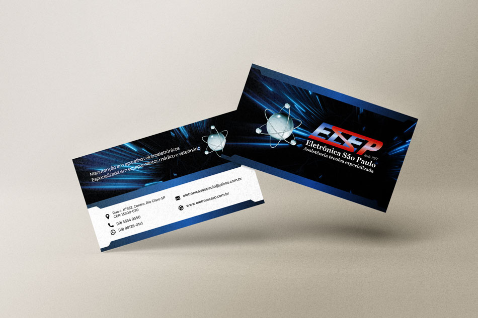 Criação de cartão de visita para empresa de assistência técnica em eletrônica