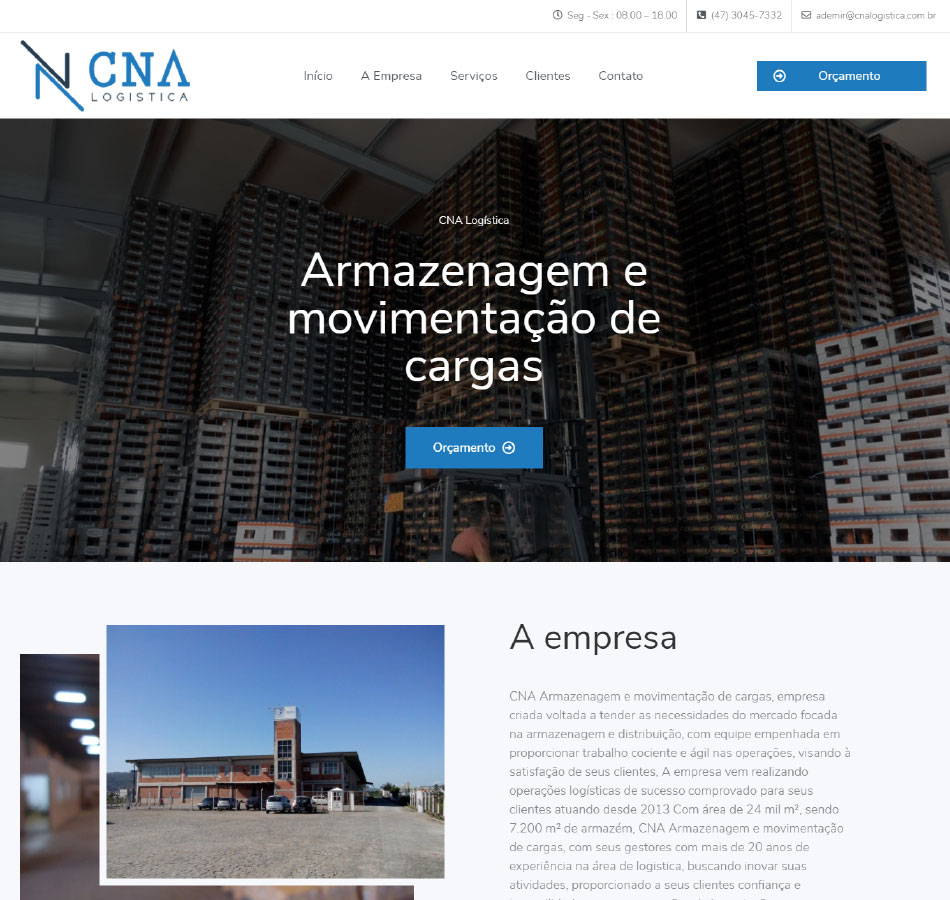 Criação de site para empresa de armazenagem e movimentação de cargas