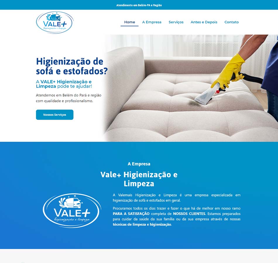 Criação de site para empresa de higienização de estofados