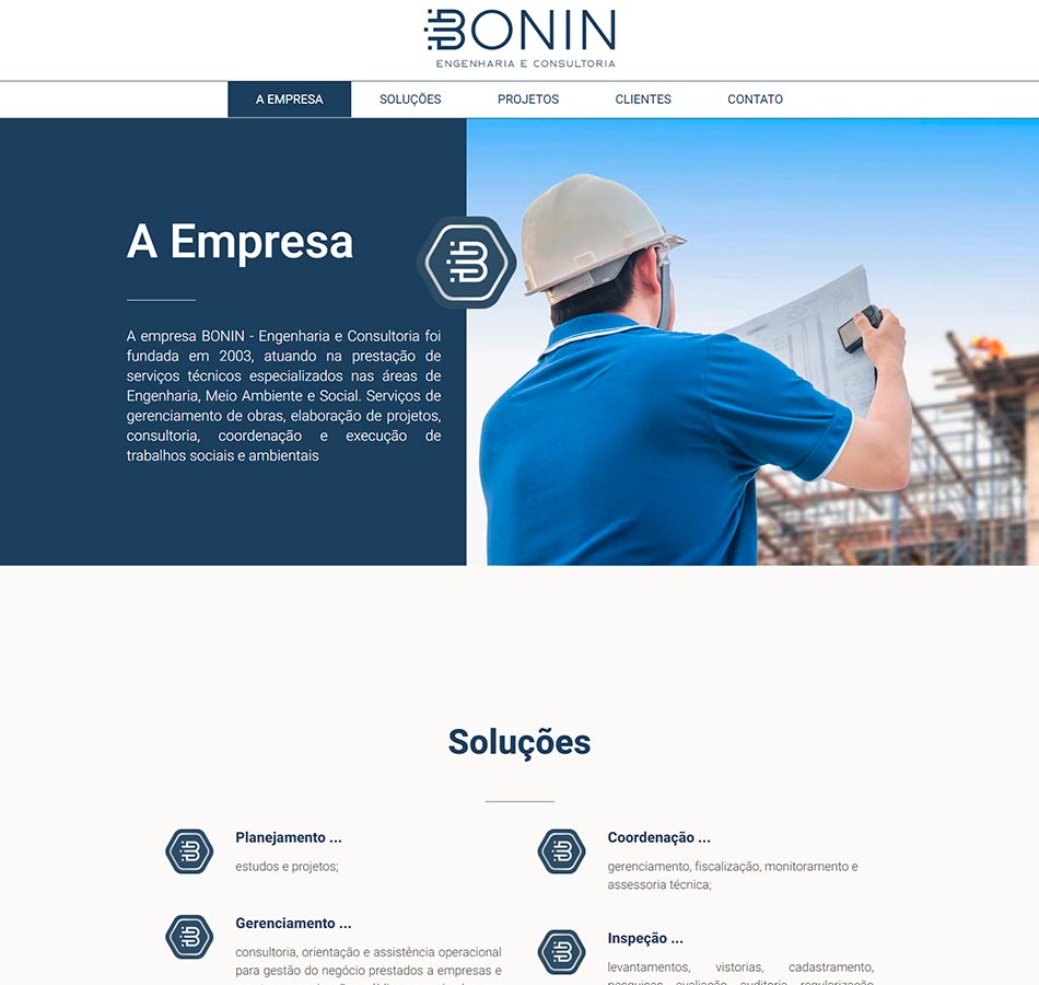 Criação de site porfissional para empresa de engenharia e consultoria