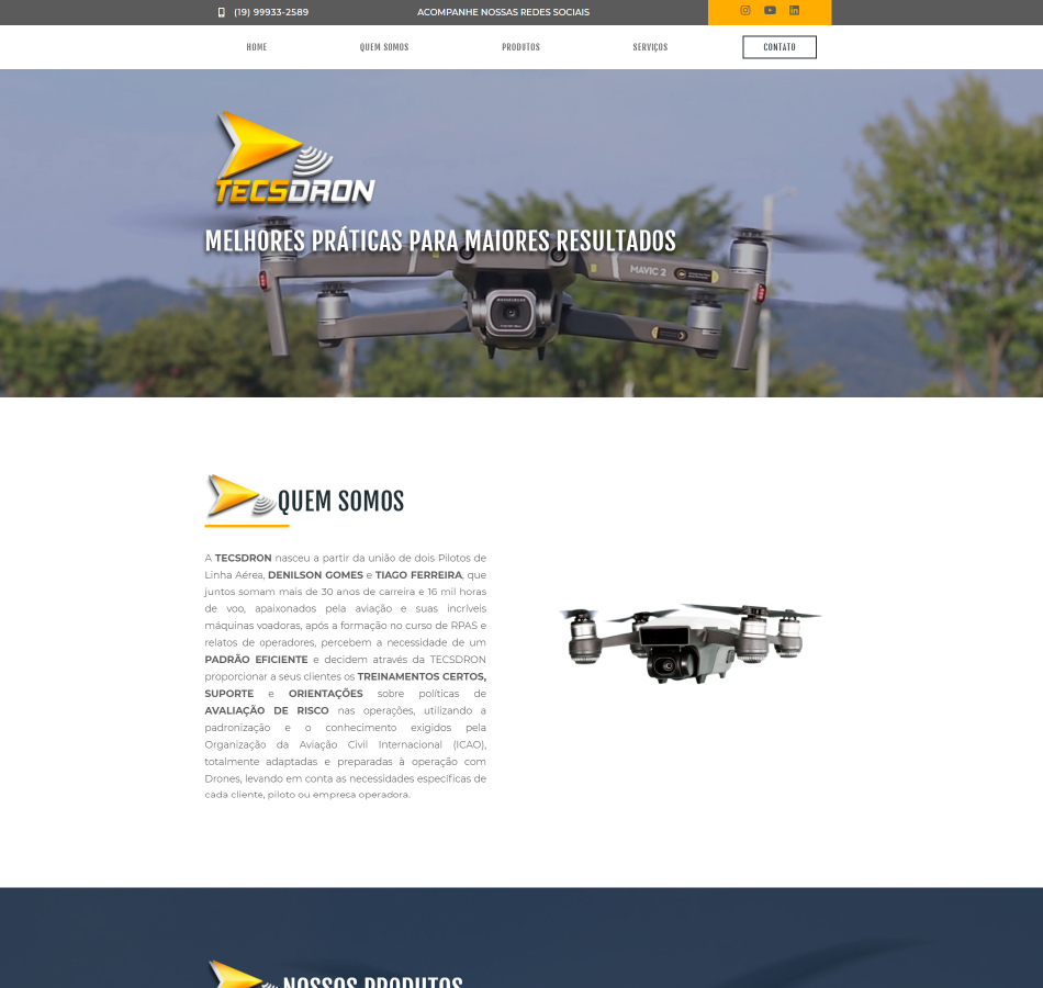 Criação de site para mentoria para pilotagem de drones
