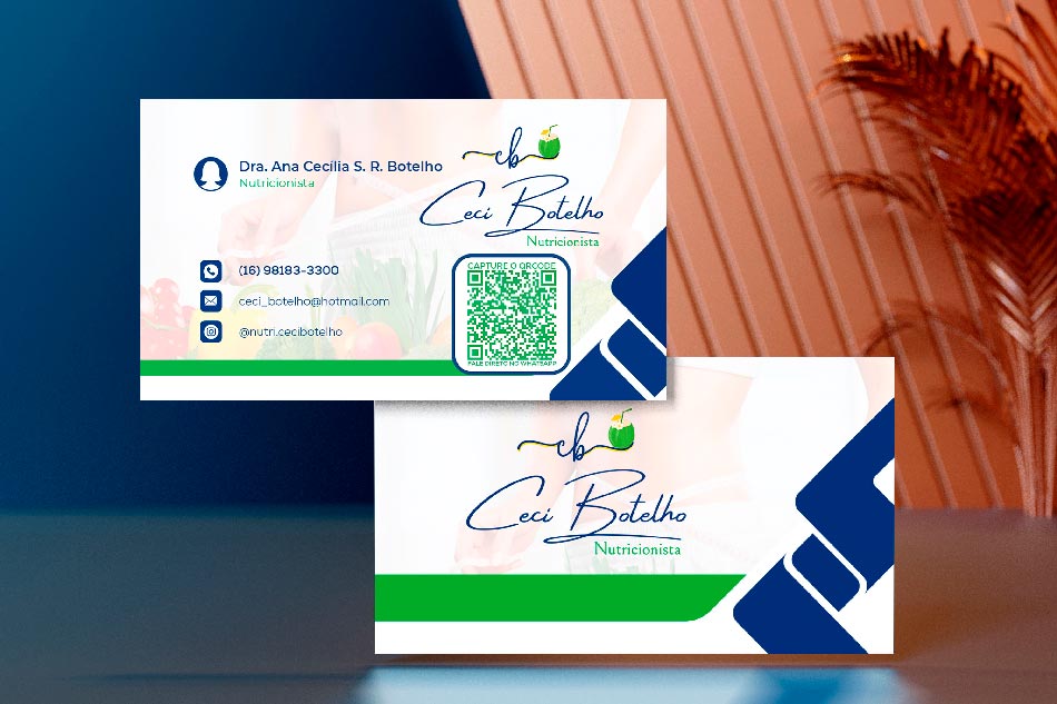 Criação de arte de cartão de visita para médico nutricionista