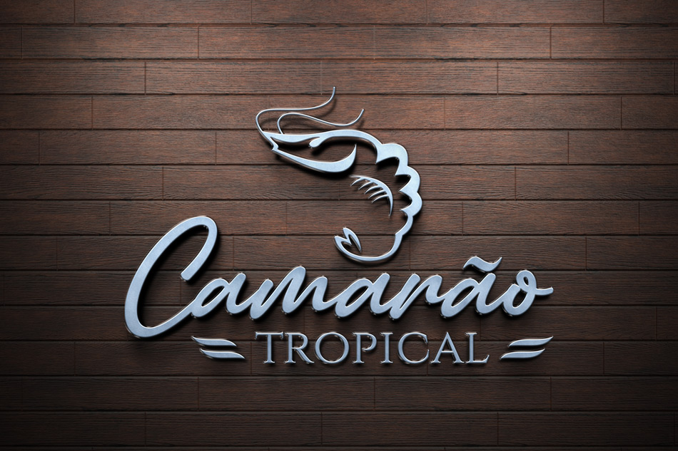 Criação de logo para restaurante tropical com especialidade em camarões